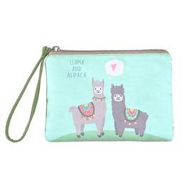 Rantanto Cute Canvas Cash Coin Purse, Make Up Bag, Cellphone Bag With Handle (BG0023 Llama And Alpaca)