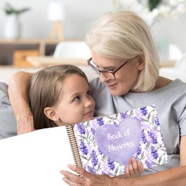 Lavender Floral Book of Memories | Memory Book | Guestbook for Funerals, Weddings, Birthdays, Baby Shower | Celebrations | A4 Spiral Bound | 80 Pages | Book of Condolence | Scrapbook | Photo Album