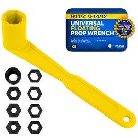 Five Oceans Universal Prop Wrench Kit with Multiple Sockets, Floating Boat Propeller Wrench Nuts for Outboards and Stern Drives, Ideal Pontoon, Sport and Fishing Boat, Yellow - FO4798