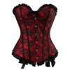 Zhitunemi Womens Floral Black Lace Trim Corset Overbust Waist Cincher