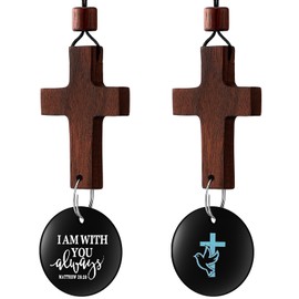 Yalikop 2 Pcs Cross for Car Mirror Hanging Ornament NFC Daily Bible Verse Car Rearview Decor Accessories Christmas Christian Gifts for Men Women Truck Driver(Black)