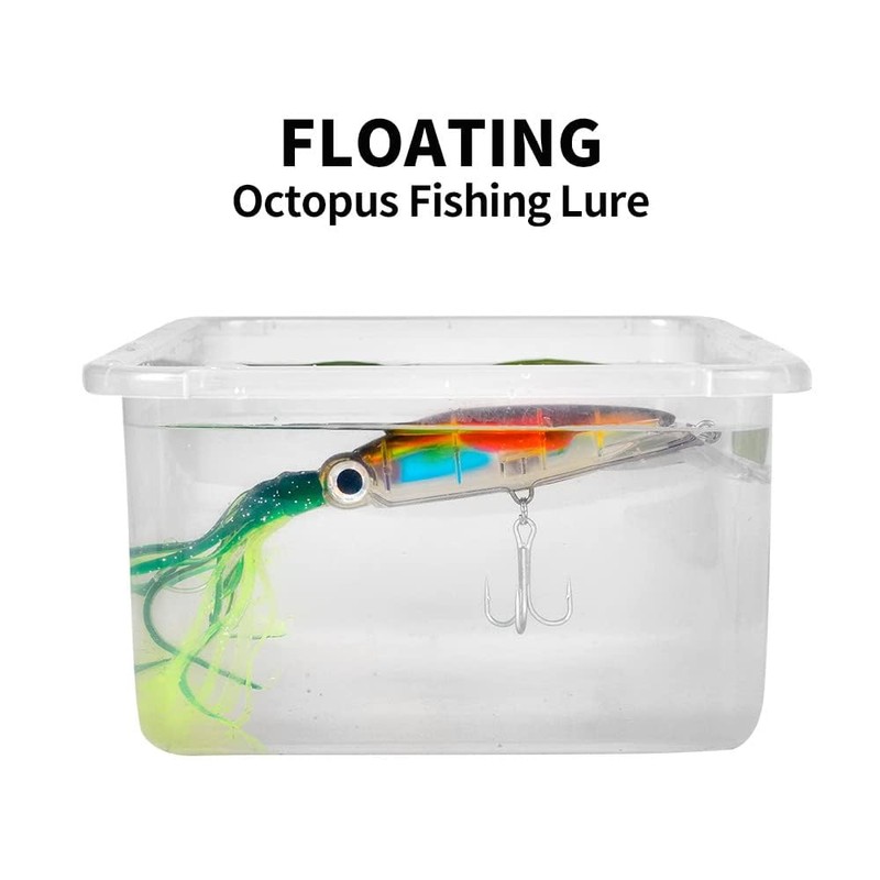 OriGlam 4pcs Simulation Squid Fishing Lures Bait Kit, Octopus Swimbait