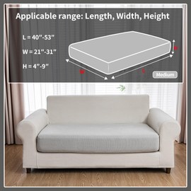 QIANMEW Couch Cushion Covers,Comfort Soft Magic Sofa Covers Washable Stretch Resistant for Chair Cushion Couch Furniture Protectors for Pets Sectional Slipcovers(LoveSeat Cushion,Light Gray)