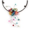 Avalaya Multicoloured Shell Flower with Multi Faux Pearl Bead Flex