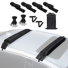 Benlari Universal Car Soft Roof Rack Pads, Roof Pads for Kayak Surfboard SUP Paddle Board Snowboard Canoe Include 2 Heavy Duty Tie Down Straps, 2 Tie Down Rope, 2 Quick Loop Strap and Storage Bag
