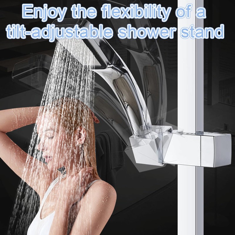 Shower Holder,Shower Head Holder,360° Angle Adjustable Square Shower Holder Bracket