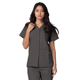 Adar Uniforms Women's Universal Snap Front Scrub Top - 604 - Pewter - L