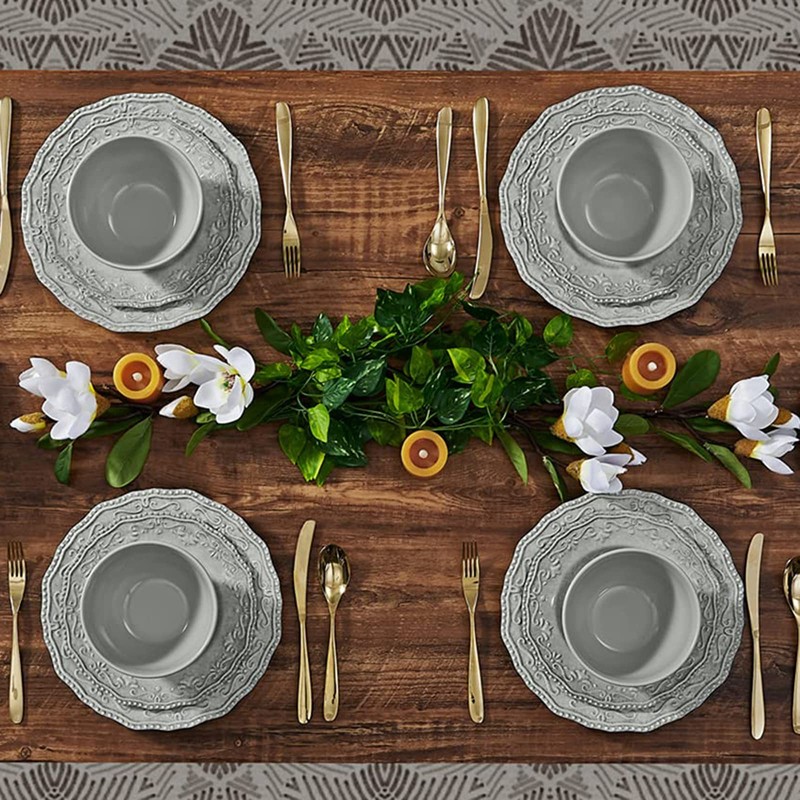 TP 12-Piece Dinnerware Set, Melamine Dishes Set with Bowls and