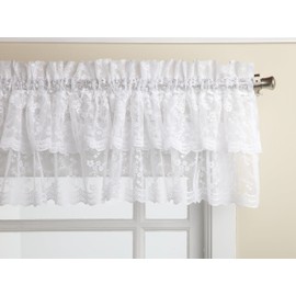 Lorraine Home Fashions Priscilla 60-inch x 12-inch Ruffled Valance, White