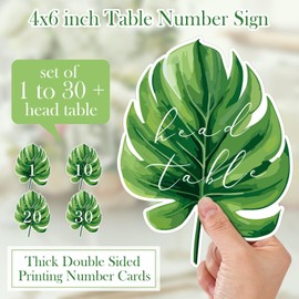 Clabby Wedding Table Numbers 1-30 Double Sided Palm Leaves Table Number with Head Card Signs for Wedding Reception Centerpieces Safari Baby Shower Hawaiian Luau Rustic Party Birthday Decor