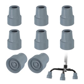 PATIKIL Quad Cane Tips 5/8 Inch, 8 Pcs Non-Slip Rubber Walking Cane Accessories Replacement Foot for Standing Stick Women Men, Gray(Style 2)