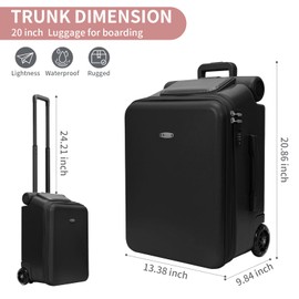 LemoHome Expandable Luggage with Spinner Wheels,Large Suitcases with Child Seat Design,Hard Luggage for Women and Men,20 inch Hardside Carry on Luggage for Travel (Black visor)
