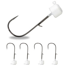 Reaction Tackle Tungsten Mushroom Head Ned Rig Shroom Jig Heads for Finesse Fishing, Weedless Jig Head for Bass Fishing with Soft Lures (5-Pack) 1/6oz White