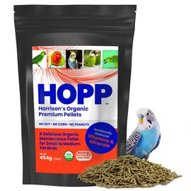 Harrison's Organic Premium Pellets, HOPP – Nutritionally Balanced Food for Small to Medium Pet Birds, Cold-Pressed, Low Fat, Vet-Developed, 1LB