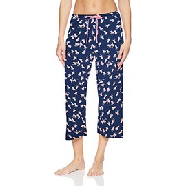 HUE Women’s SleepWell Basic Printed Knit Performance Sleep Capri Pajama Pant, Made with Temperature Regulating Technology, Medieval - Beach Chair, 1X
