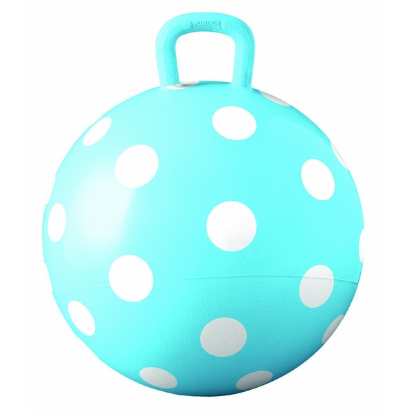 Hedstrom Blue Polka Dot Hopper Ball, Kid's Ride-on Toy, Bouncy Hopping Ball with Handle - 15 Inch