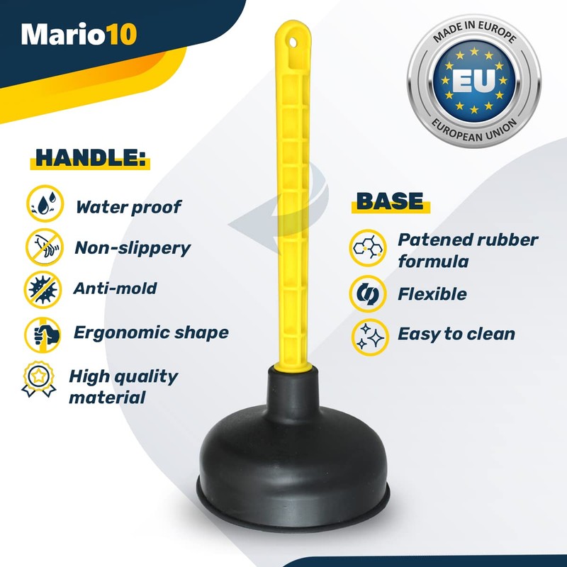 Mario10 4.52in/11,5 cm.Rubber Sink Plunger Toilet Unblocker Heavy Duty Bathroom