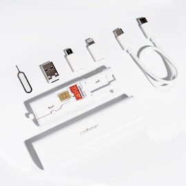 REDBEAN 7 in 1 Travel Multi Cable Kit, H1T7 (White) Charging Cable, Lightweight, Compact, Portable, Fast Data Transfer, SD Card Storage, SIM Pin