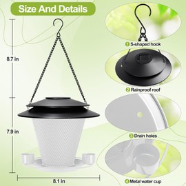 YYWMWM Solar-Bird-Feeders Metal-Wild-Bird-Feeder Outside-Hanging Outdoors-Backyard - for Birding Wildlife Birds Feeders Rust-Resistant White