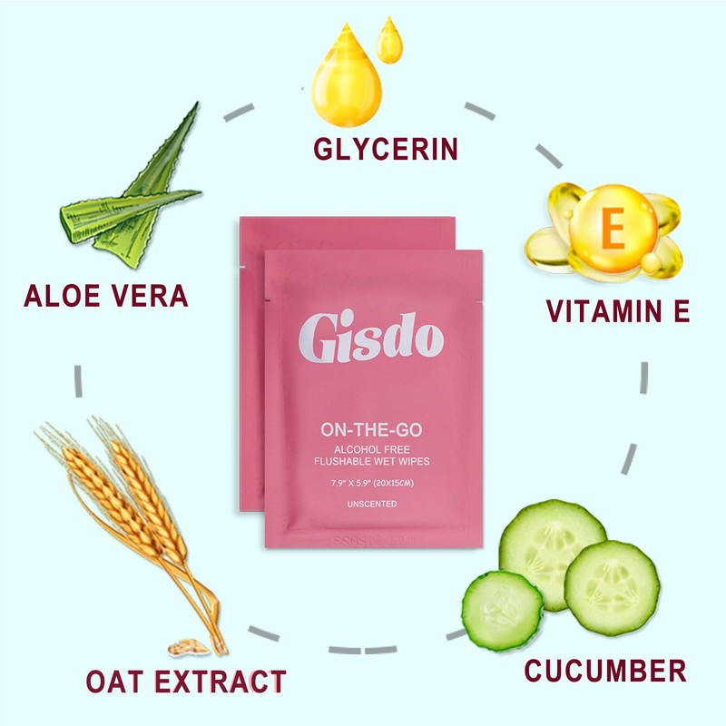 Gisdo 100 Pcs Fragrance Free, Plant Based Wet Wipes, Aloe