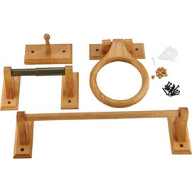 4-Piece Oak Bath Accessory Kit