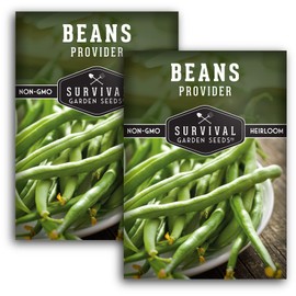 Survival Garden Seeds - Provider Bush Bean Seed for Planting - 2 Packs with Instructions to Plant and Grow Stringless Green Beans in Your Home Vegetable Garden - Non-GMO Heirloom Variety