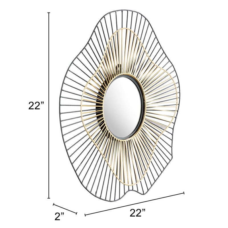 Zuo Modern Comet Round Mirror Black & Gold
