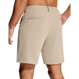 SERAMY Mens Golf Dress Shorts 7 Inch Inseam with 5 Pockets Stretch Lightweight Quick Dry Men's Flat Front Shorts for Work Casual Light Khaki 38