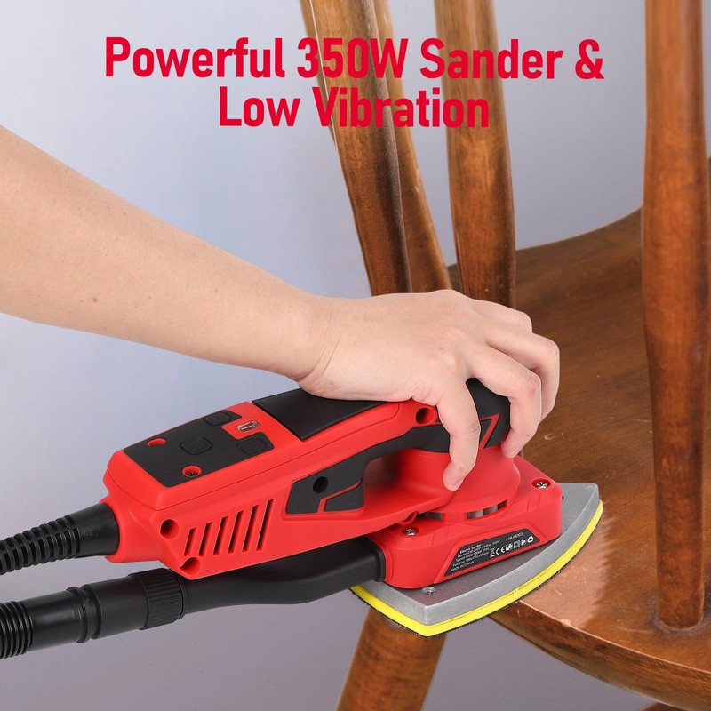 Detail Sander, 350W Mouse Sander,10000 OPM Compact Electric Sander, Multi-Function