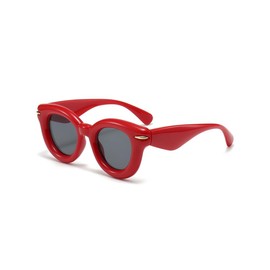 ANNIUP Retro Round Sunglasses Cat Eye Women's Sunglasses Anti UV400 Fashion Women Glasses Driving Decorative Glasses Red, red
