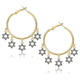 Hanukkah Hoop Earrings for Women Cute Star of David Earrings Light of Festive Earrings Hanukkah Holiday Outfits Accessories Party Favor Gifts (Style C)