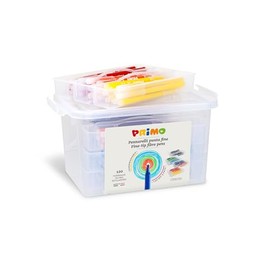 Primo - 120 Filzstifte mit Feiner Spitze 2,5 mm für Kinder ab 3 Jahren, Abwaschbar, Malkoffer für Kinder, 12 Farben zum Malen, Zeichnen und Kreative Arbeiten, Produkt für Schreibwaren und Schule