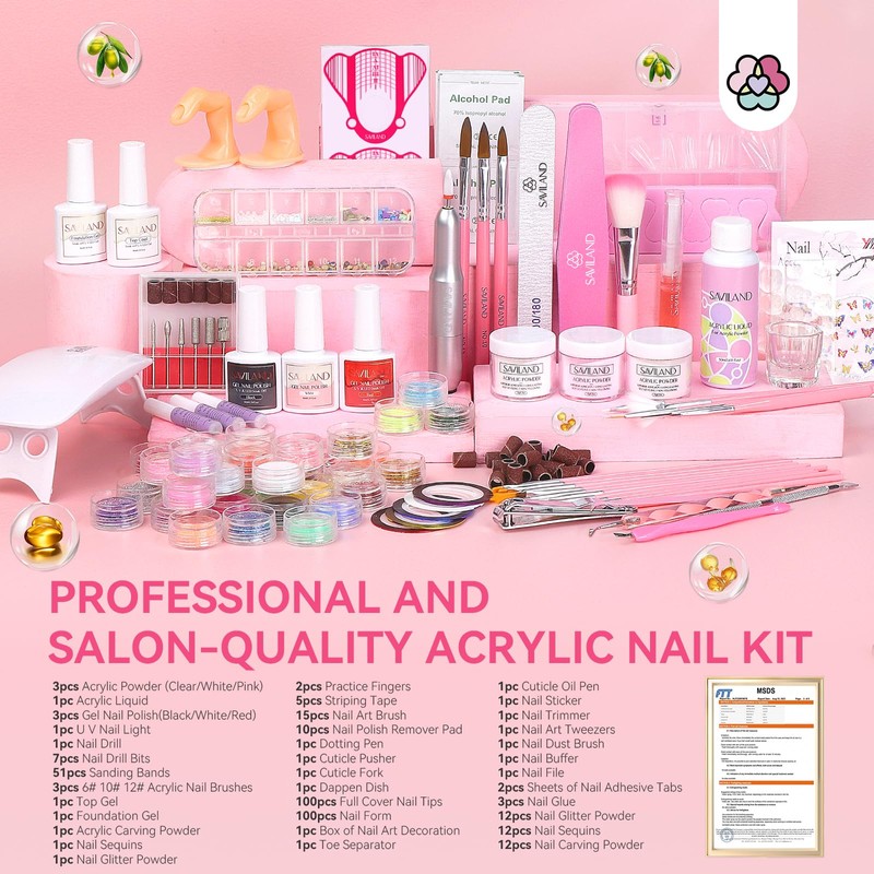 SAVILAND Acrylic Nail Kit with Drill: Professional Nail Kit Acrylic