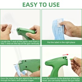 2006 Pieces Tagging Gun Kit for Clothing with 400 Price Tags Including Liumai Tag Gun, 5 Steel Needles, 1600 Clear Barbs Fasteners (Green)