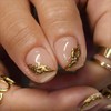 24Pcs Flower Press on Nails Short Square Fake Nails 3D