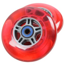 Replacement Razor Scooter Wheels, Abec 7 Bearings, Handle Bar Grips (Red/Red)