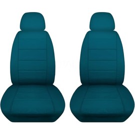 Totally Covers Solid Car Seat Covers w 2 Separate Headrest Covers: Teal - Universal Fit - Front - Buckets - Option for Airbag, Seat Belt, Armrest & Seat Release/Lever Compatible (23 Colors)