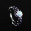 Eternity Ring for Women 18K Black Gold Plated Created Opal/Mystic