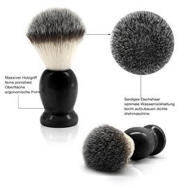 Men's Shaving Set, Stainless Steel Shaving Razor&Brush Holder Soap Bowl Mug Badger Hair Beard Brush, Wet Shaving Kit - 3 Pieces (Black)