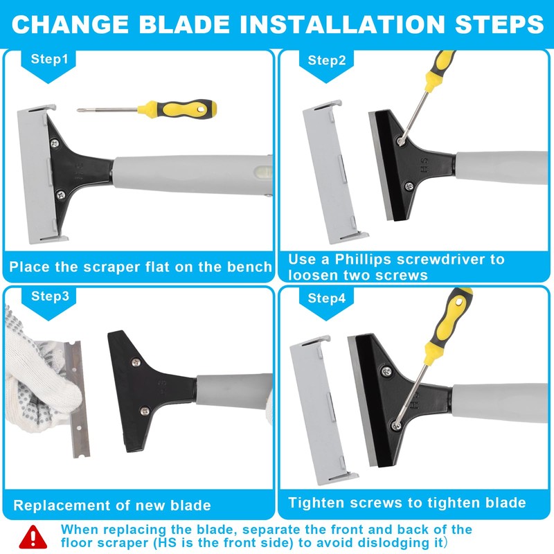 Greeily Floor Scraper, 31" to 61" Scraper Tool Long Handle