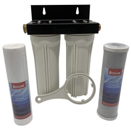Beech Lane External RV Dual Water Filter System, Leak-Free Brass Fittings, Mounting Bracket and Two Filters Included, Sturdy Construction is Built to Last