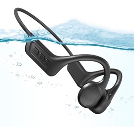 SilisoundTek Bone Conduction Swimming Headphones,Waterproof IP68,Wireless Bluetooth 5.3 Earphones with Microphone, Built-in 32GB MP3 Open Ear Bluetooth Headphones for Running,Swimming,Diving (Black)