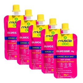Muscle Doc Muscle Doc Glucose 18g Energy Konjac Jelly - Running Gels, Glucose Gel for sugar levels - Energy Gels for Running & Sports Hydration - Workout Gel for Athletes (5 Pack)
