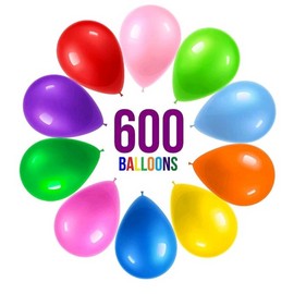 Prextex 600 Party Balloons, 12 Inch - 10 Balloons Assorted Colors B07KWGR7PP