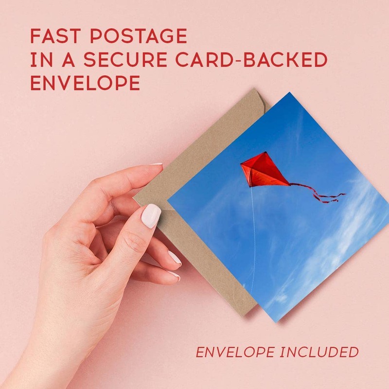 1 x Greeting Card Flying Red Kite Blue Sky Summer