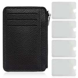 PFLYPF 1 Piece Black PU Leather Wallet Anti-clone Shielding RFID Protection Wallet, Suitable for Storing Credit Cards/Transport Cards/Keys, Black, black, Classic