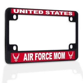 Fastasticdeals Metal Insert Bike License Plate Frame United States Air Force Mom B Weatherproof Motorcycle Accessories Black 4 Holes Solid Insert