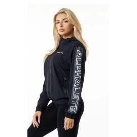 ALPHALETE Women’s EXP Tech Windbreaker- Black Matter, Size Medium