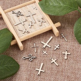 KISSITTY 160pcs/box Stainless Steel Polished Cross Pendants 8 Style Vintage Metal Religious Cross Dangle Charms for Necklace Bracelet Earring Making Handicraft