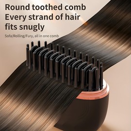 Growalleter Mini-Haarglätterbürste, 2-in-1 kabellos & tragbarer Haarglätter und Volumen-Heiκκamm, 30s Schnellaufheizung, Anti-Brand, Pflanzenprotein-Beschichtung, für Reisen tägliche Nutzung (BK)